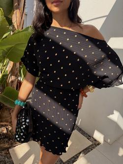 Never Fully Dressed Tilly Plisse Mini Dress, Black - view 2, Black