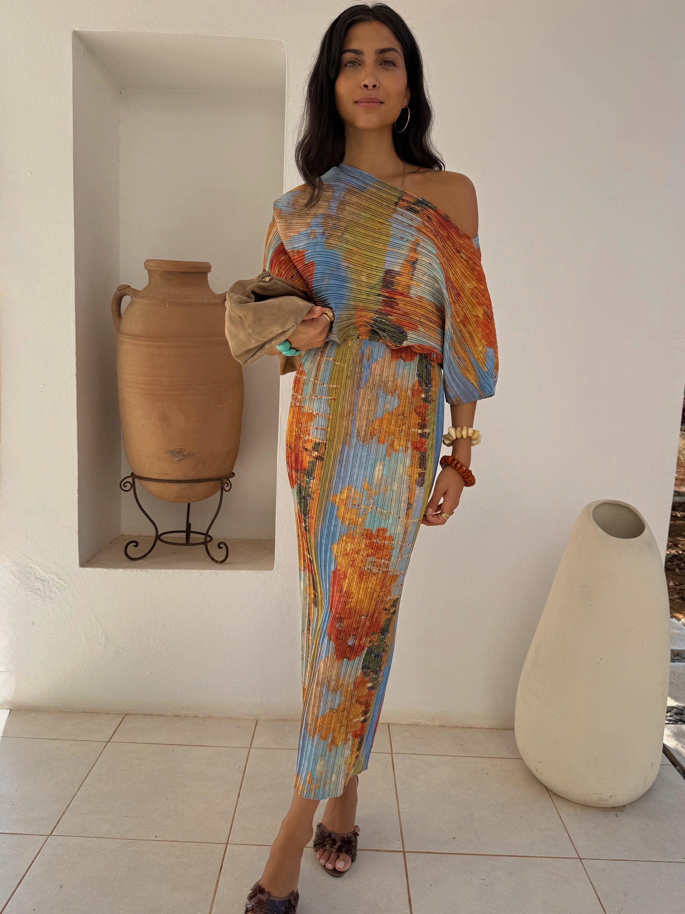 Product image 1 of 4, which shows Never Fully Dressed Tilly Abstract Artist Dress, Multi, S