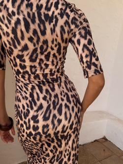 Never Fully Dressed Iris Leopard Print Dress, Multi - view 2, Multi