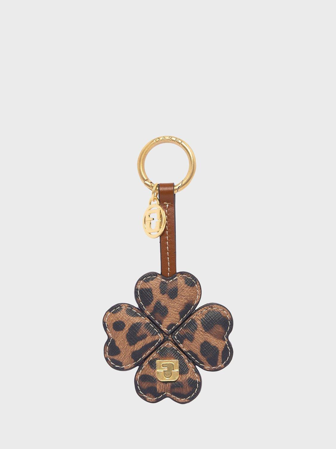 Product image 1 of 3, which shows Gerard Darel Leopard Print Clover Keyring, Leopard, One Size