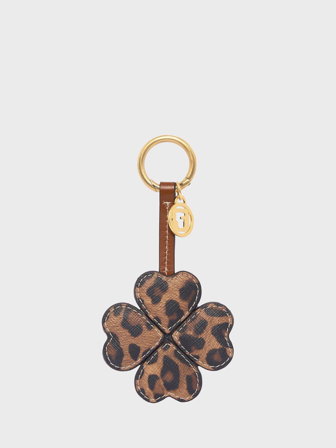 Product image 2 of 3, which shows Gerard Darel Leopard Print Clover Keyring, Leopard, One Size