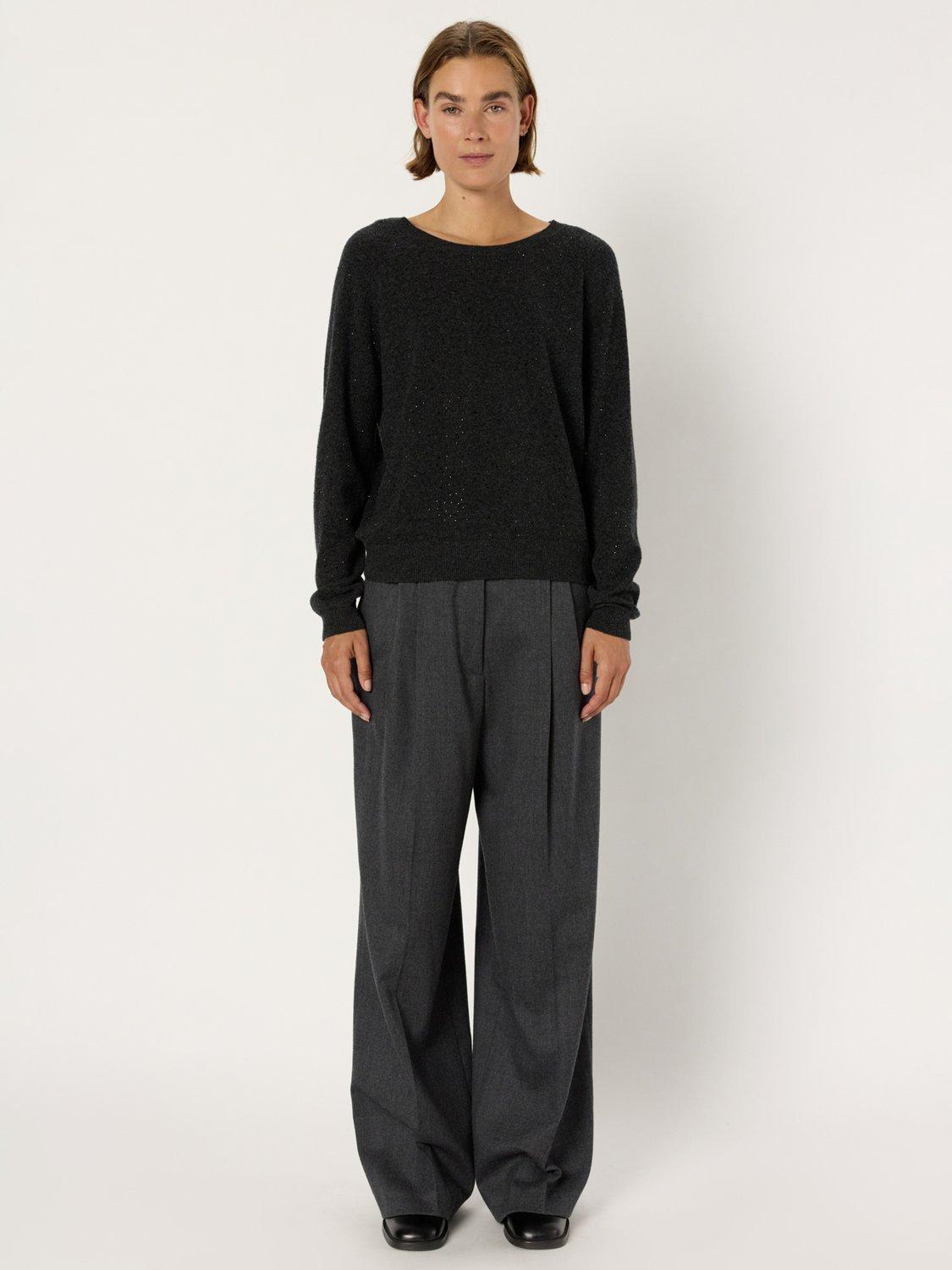 Product image 2 of 5, which shows Gerard Darel Eugenia Wool Long Sleeve Round Neck Cardigan, Grey, 6