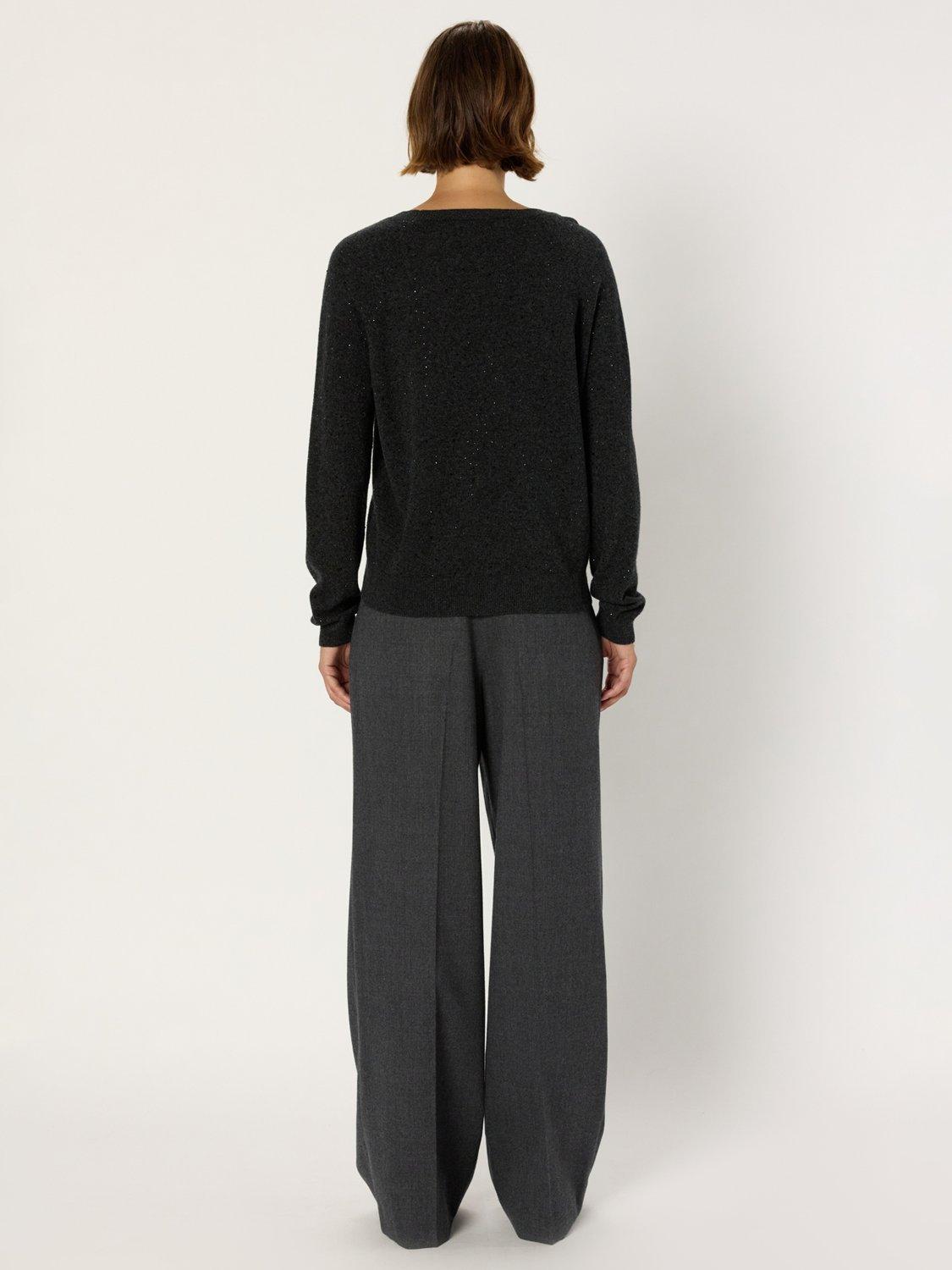 Product image 3 of 5, which shows Gerard Darel Eugenia Wool Long Sleeve Round Neck Cardigan, Grey, 6