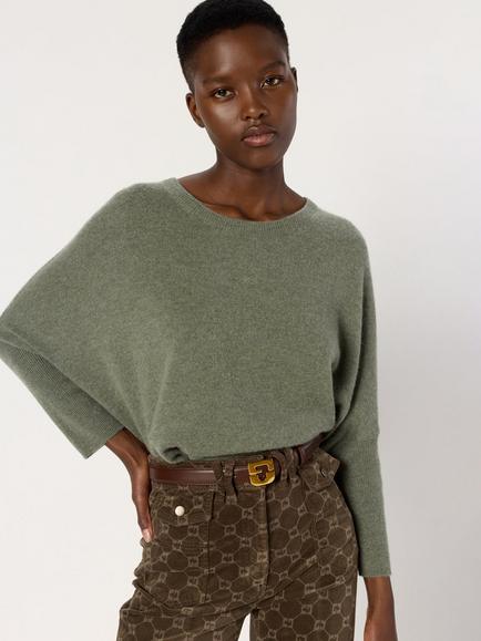 Gerard Darel Erline Pure Cashmere Jumper, Khaki, One Size, Khaki
