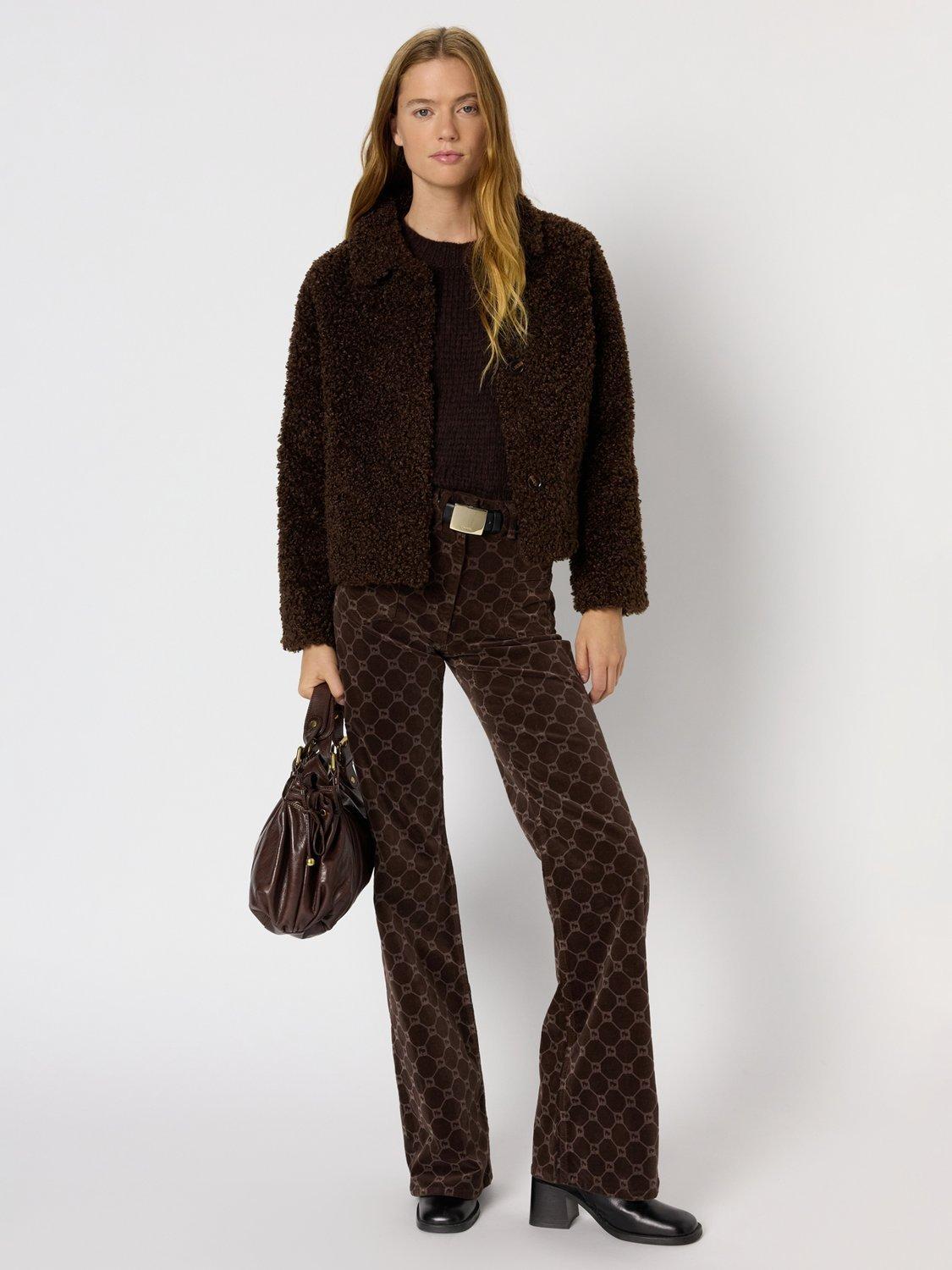 Product image 1 of 1, which shows Gerard Darel Mavis Faux Fur Teddy Jacket, Brown, 10