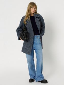 Gerard Darel Maliya Wool Blend Wide Mottled Coat, Indigo, Indigo