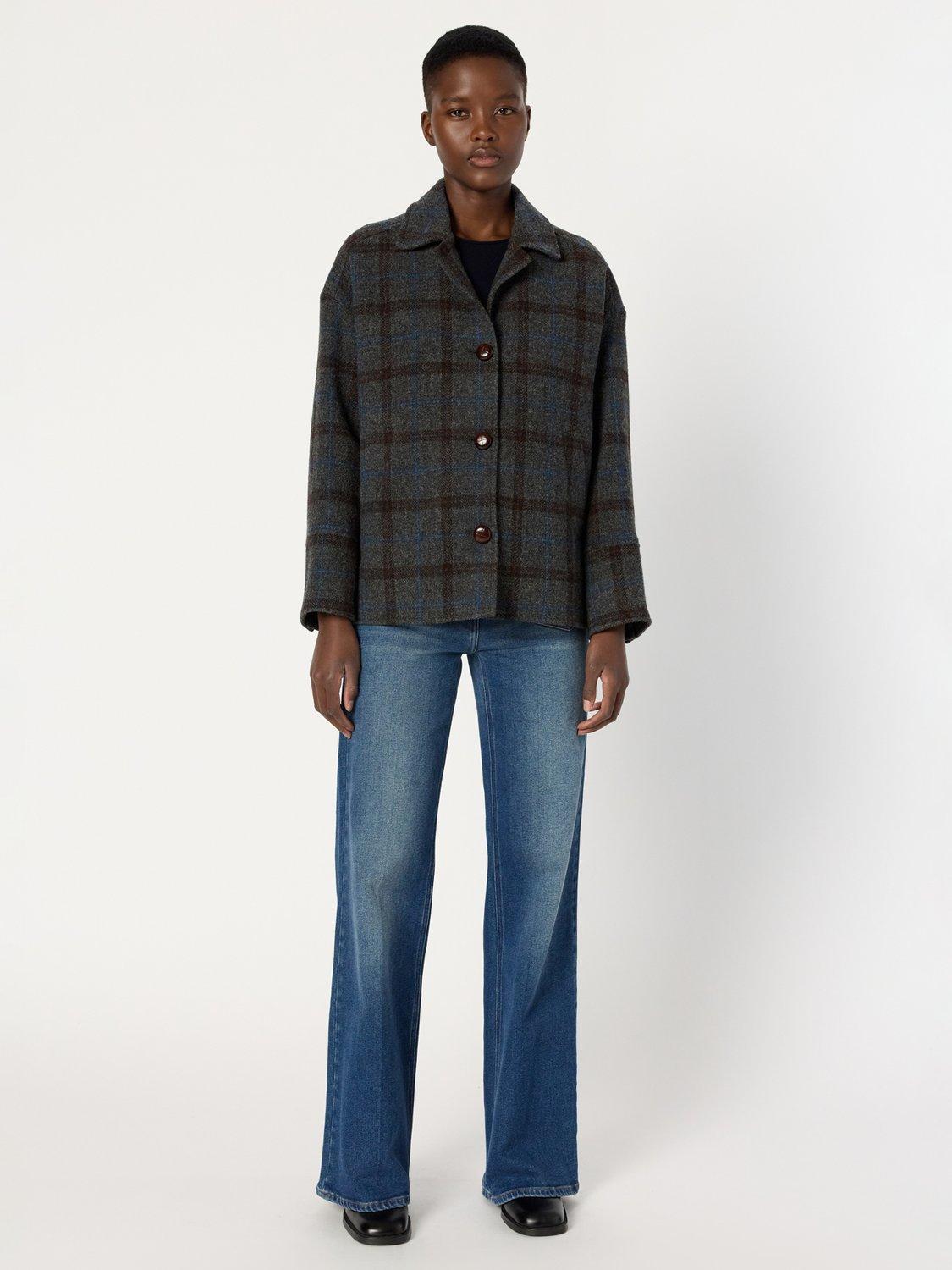 Product image 2 of 6, which shows Gerard Darel Nell Check Pure Wool Jacket, Grey, 8