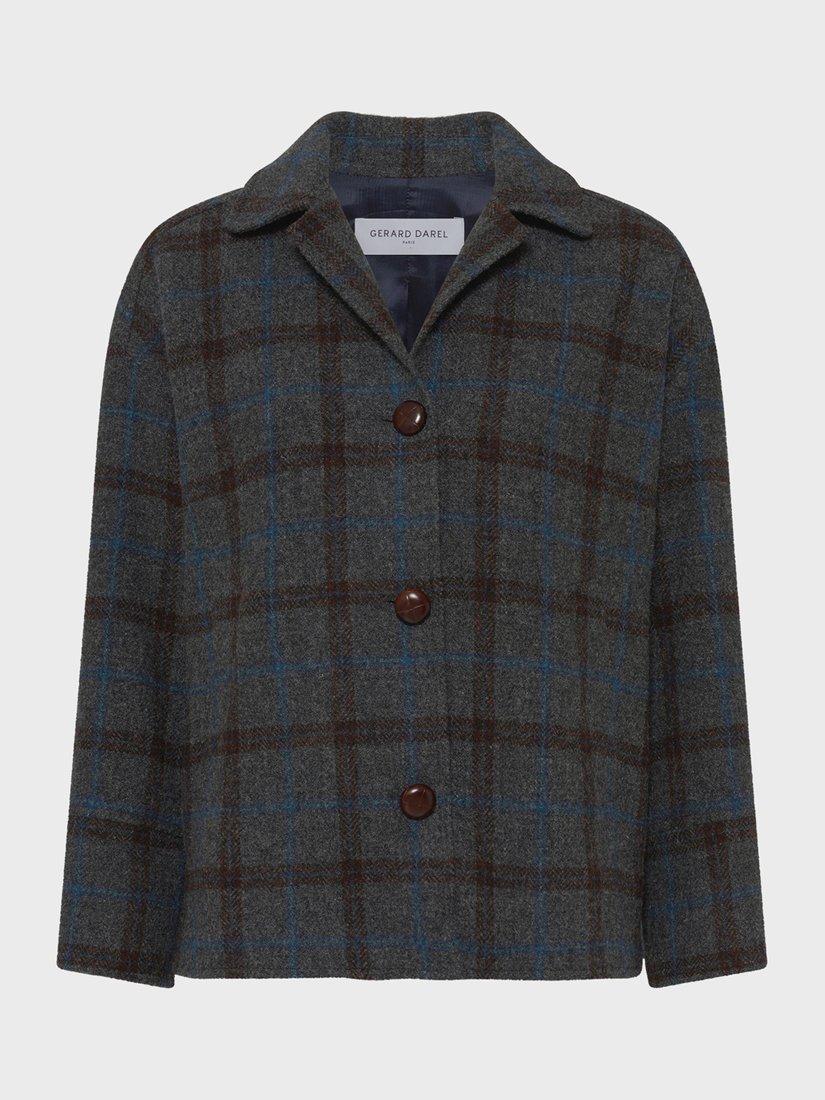 Product image 4 of 6, which shows Gerard Darel Nell Check Pure Wool Jacket, Grey, 8