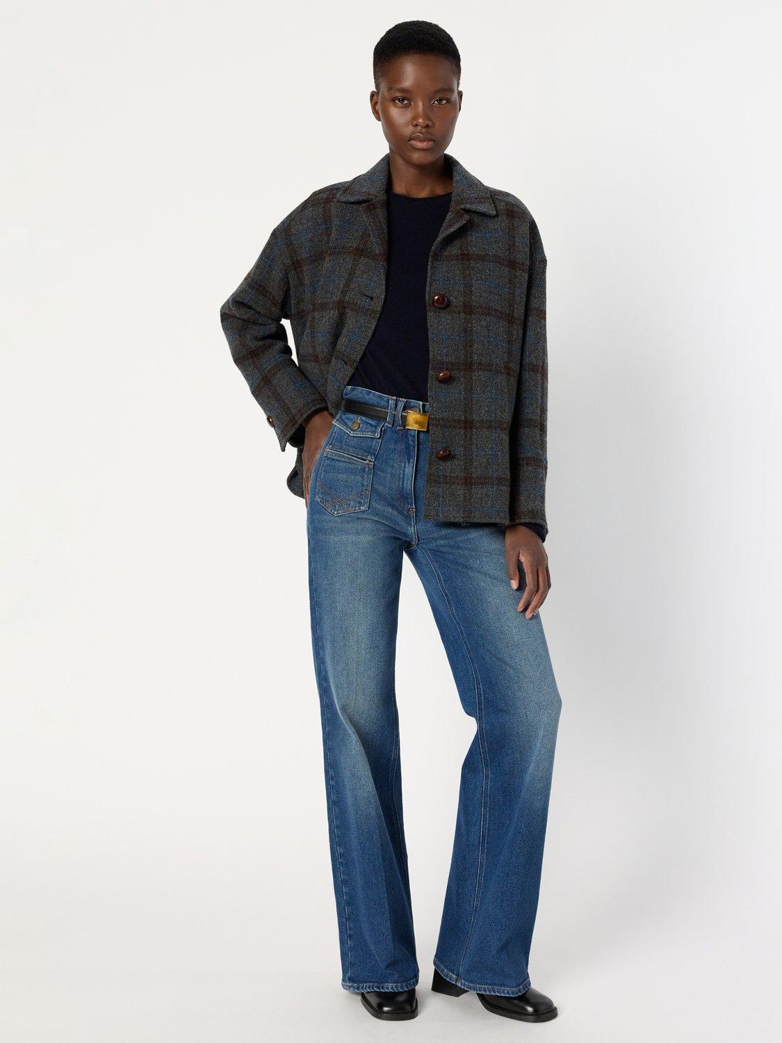 Product image 5 of 6, which shows Gerard Darel Nell Check Pure Wool Jacket, Grey, 8