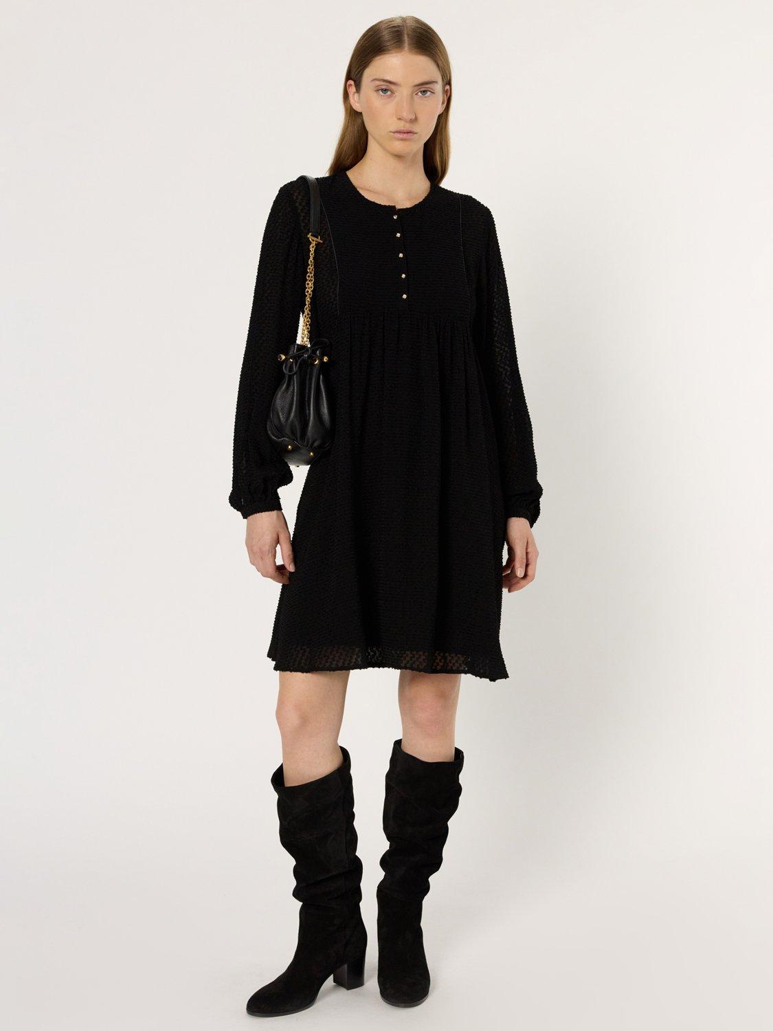 Product image 1 of 6, which shows Gerard Darel Laetitia Button Detail Mini Dress, Black, 10