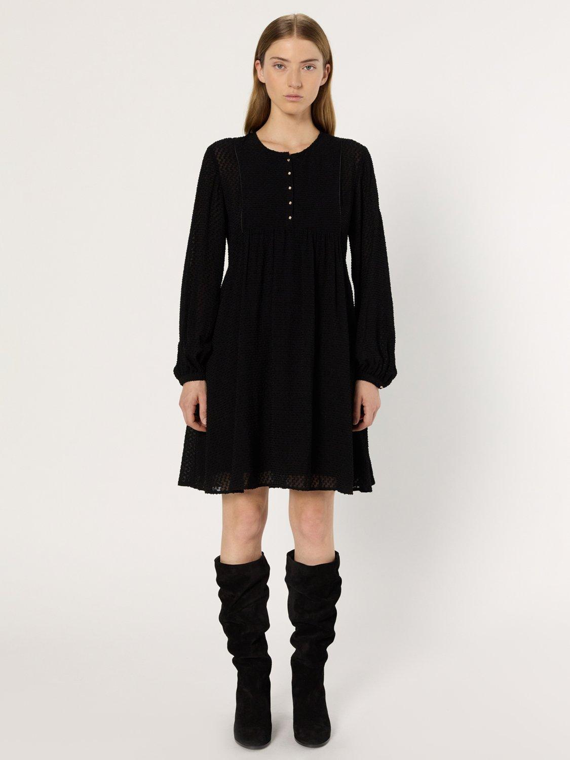 Product image 2 of 6, which shows Gerard Darel Laetitia Button Detail Mini Dress, Black, 10