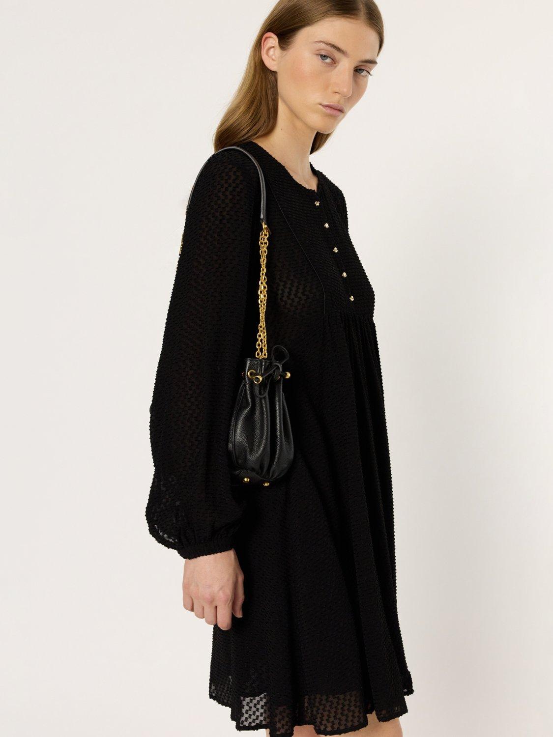 Product image 4 of 6, which shows Gerard Darel Laetitia Button Detail Mini Dress, Black, 10