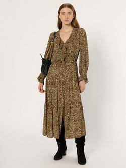 Gerard Darel Lyza Animal Print Midi Dress, Brown, Brown