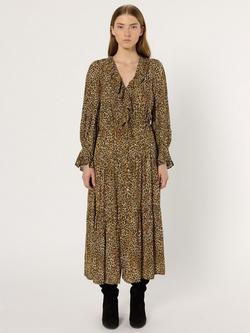 Gerard Darel Lyza Animal Print Midi Dress, Brown - view 2, Brown