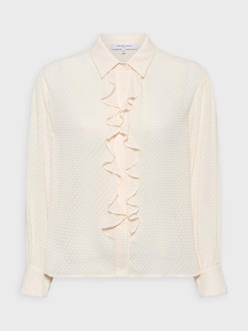 Product image 4 of 6, which shows Gerard Darel Adele Ruffle Top, Natural, 12