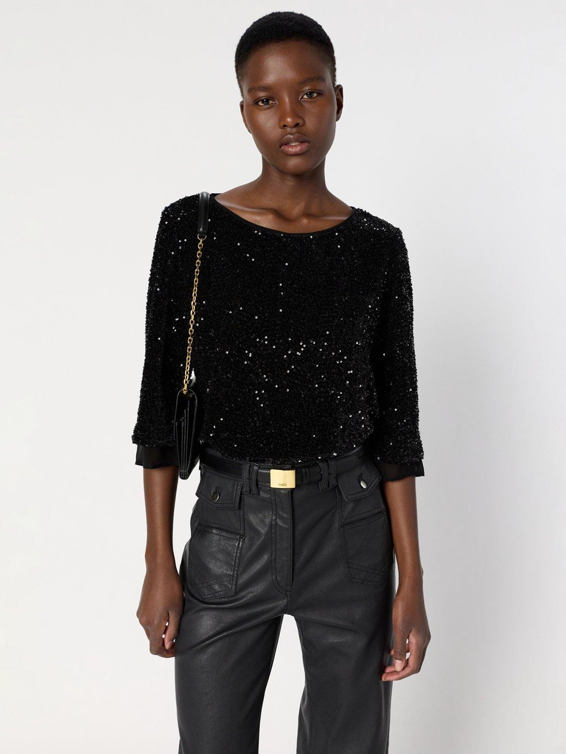 Gerard Darel Alienor Embellished Top, Black