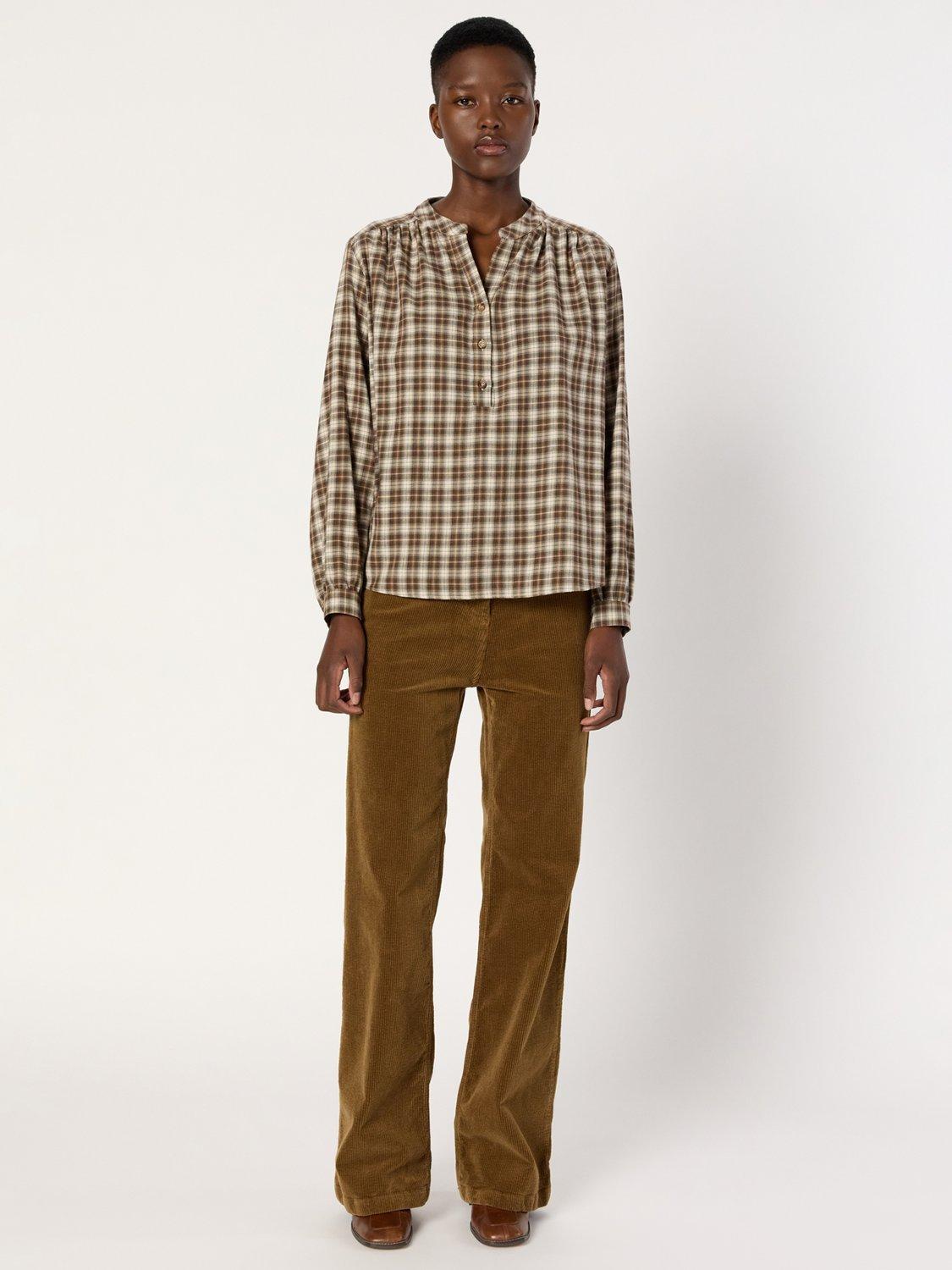 Product image 2 of 6, which shows Gerard Darel Aline Check Top, Brown/Multi, 10