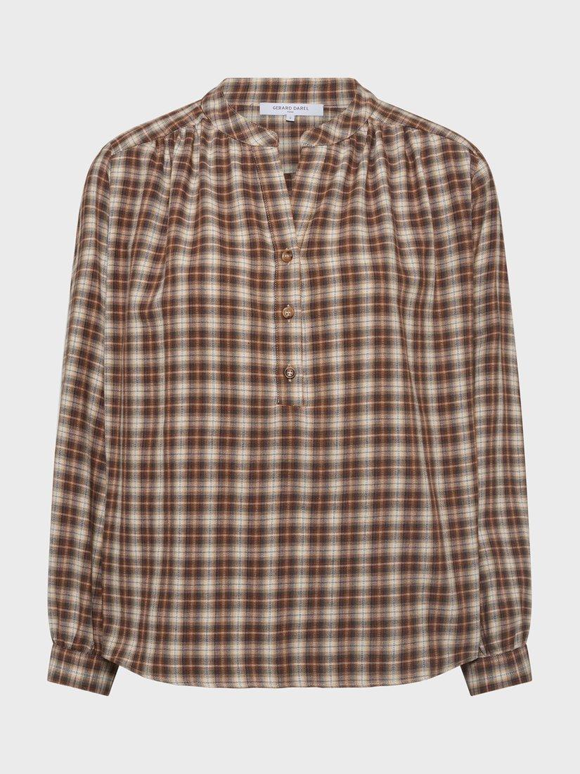 Product image 4 of 6, which shows Gerard Darel Aline Check Top, Brown/Multi, 10