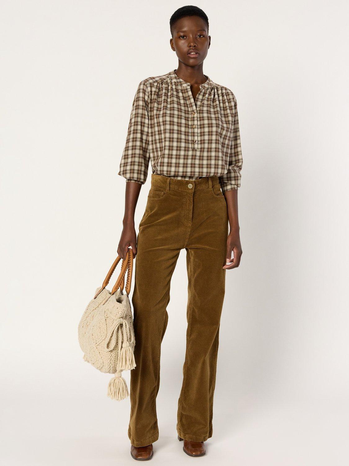 Product image 5 of 6, which shows Gerard Darel Aline Check Top, Brown/Multi, 10