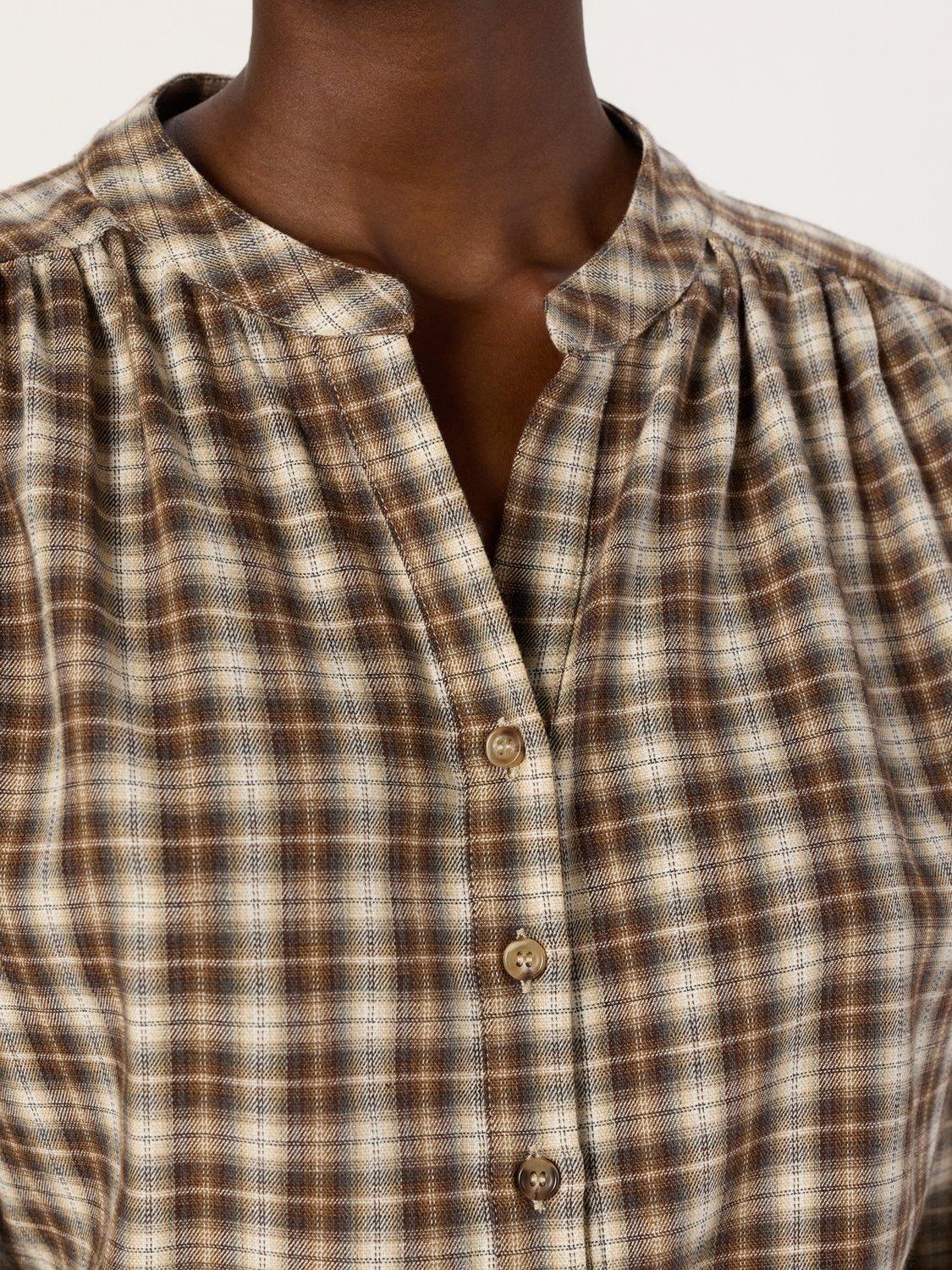 Product image 6 of 6, which shows Gerard Darel Aline Check Top, Brown/Multi, 10