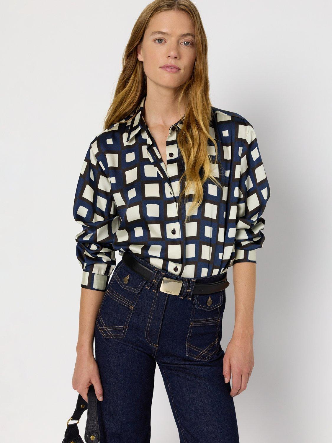 Product image 1 of 1, which shows Gerard Darel Alvina Check Shirt, Ink, 10