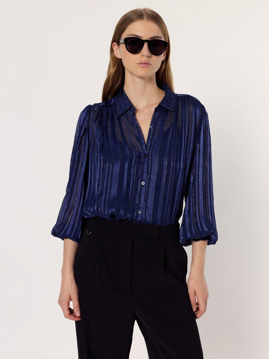 Product image 1 of 1, which shows Gerard Darel Annick Textured Stripe Shirt, Blue, 16