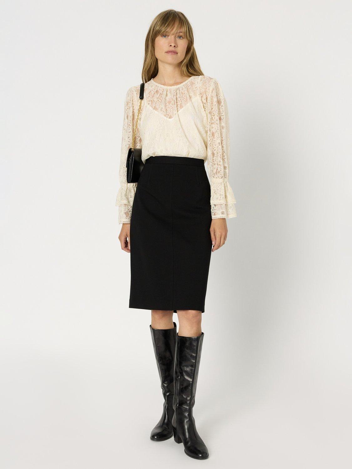 Product image 1 of 1, which shows Gerard Darel Beatrice Straight Midi Skirt, Black, 6