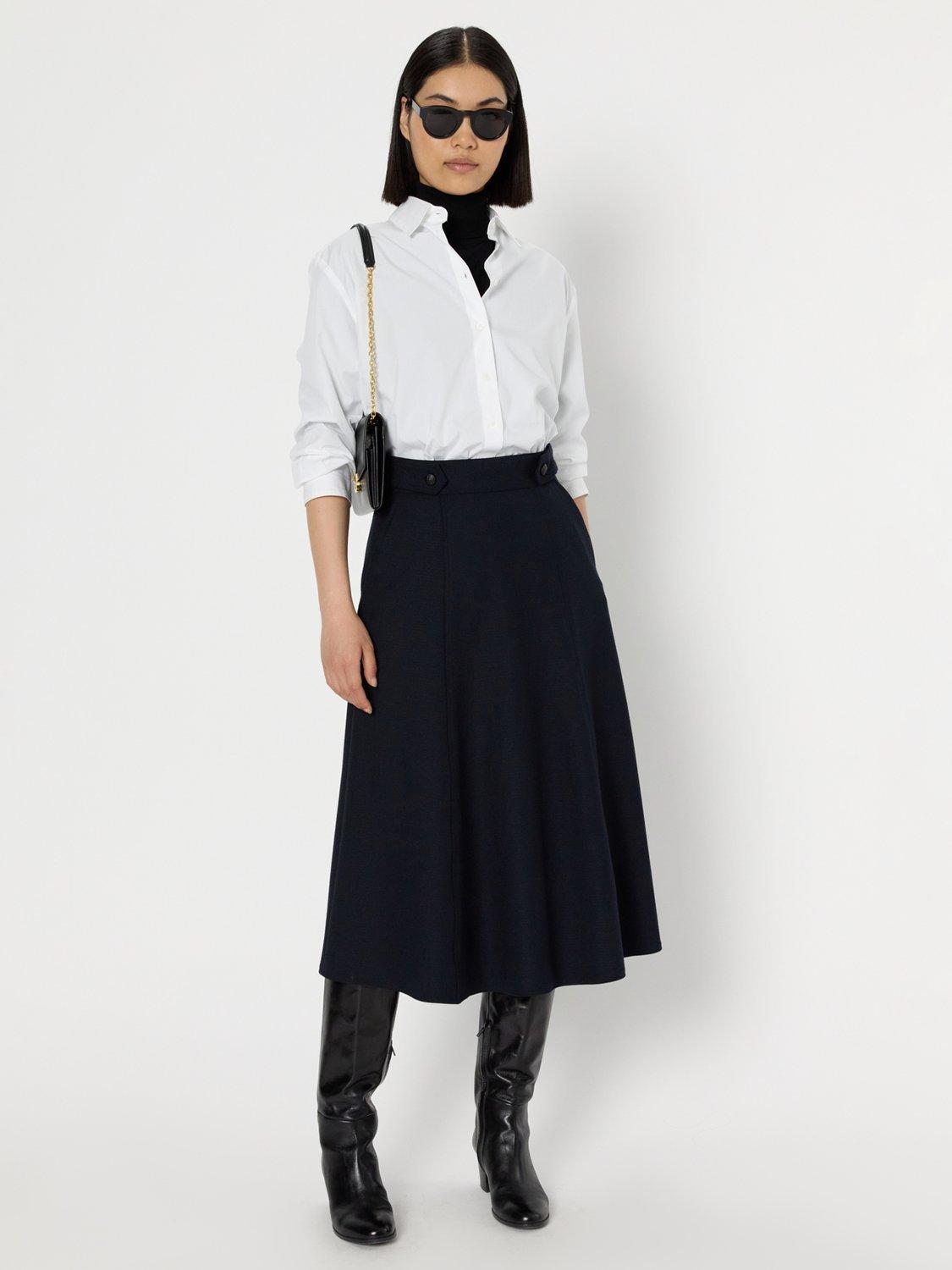 Product image 1 of 2, which shows Gerard Darel Blanche Button Waist Skirt, Navy, 18