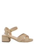 Paradox London Neala Shimmer Wide Fit Block Heel Sandals, Champagne