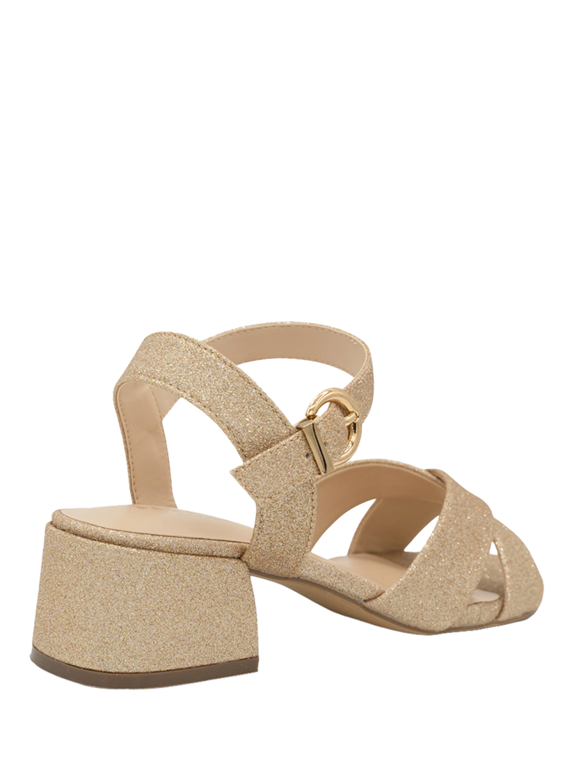 Product image 5 of 5, which shows Paradox London Neala Shimmer Wide Fit Block Heel Sandals, Champagne, 4