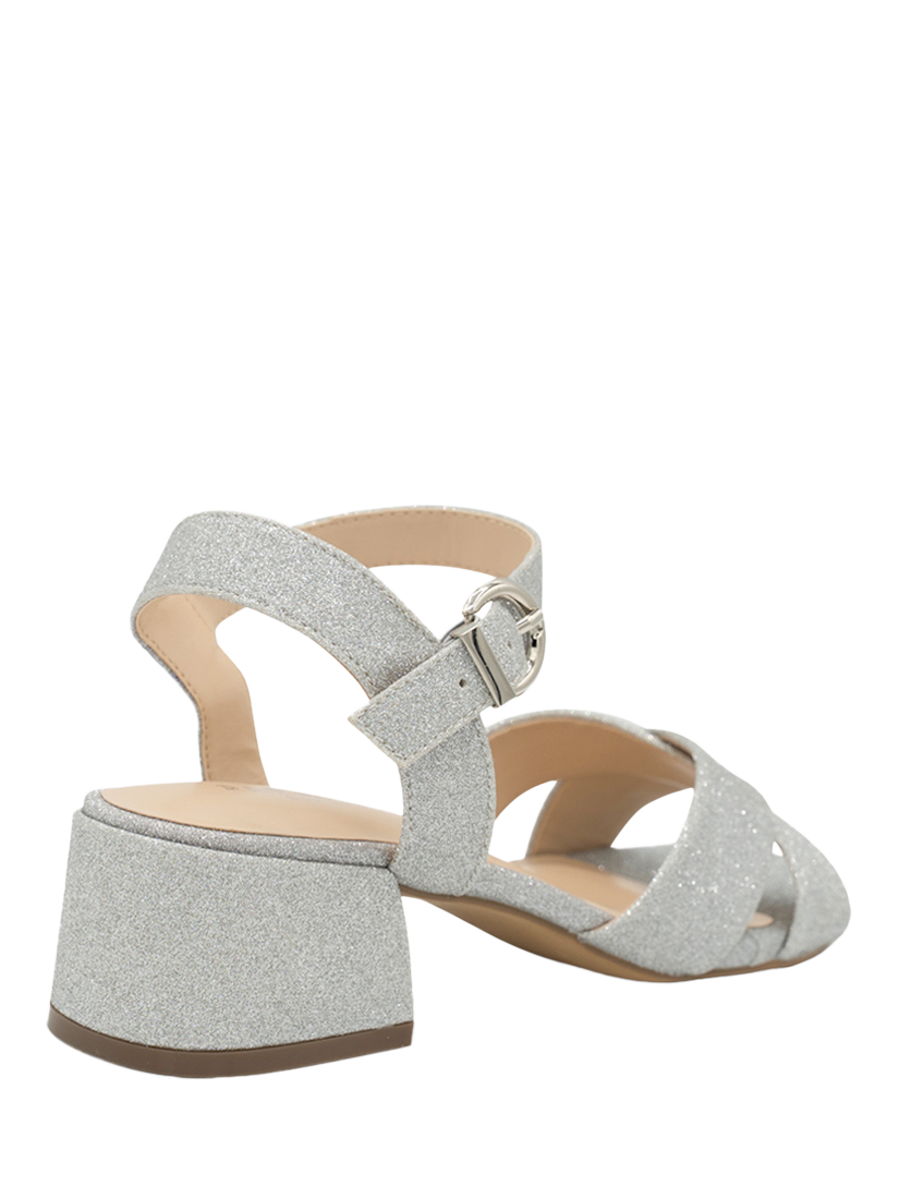 Product image 5 of 5, which shows Paradox London Neala Shimmer Wide Fit Block Heel Sandals, Silver, 3
