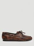 HUSH Leather Boat Shoes, Chocolate Brown