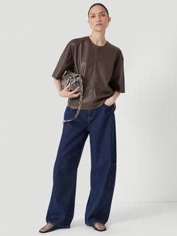 HUSH Bree Horseshoe Barrel Leg Jeans, Mid Blue