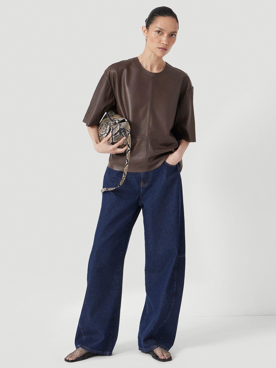 Product image 2 of 3, which shows HUSH Bree Horseshoe Barrel Leg Jeans, Mid Blue, 10R