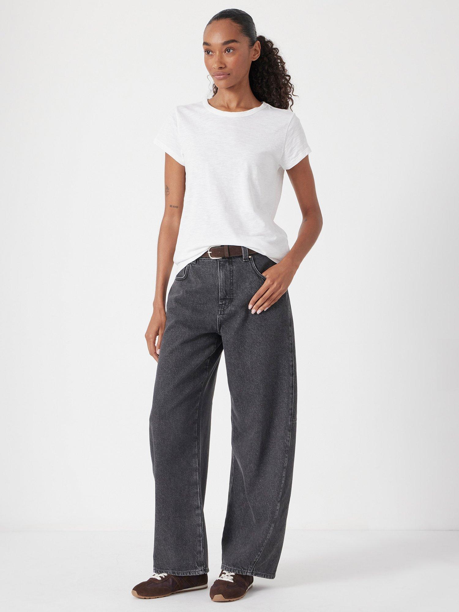 Product image 2 of 7, which shows HUSH Bree Horseshoe Barrel Leg Jeans, Washed Black, 4R