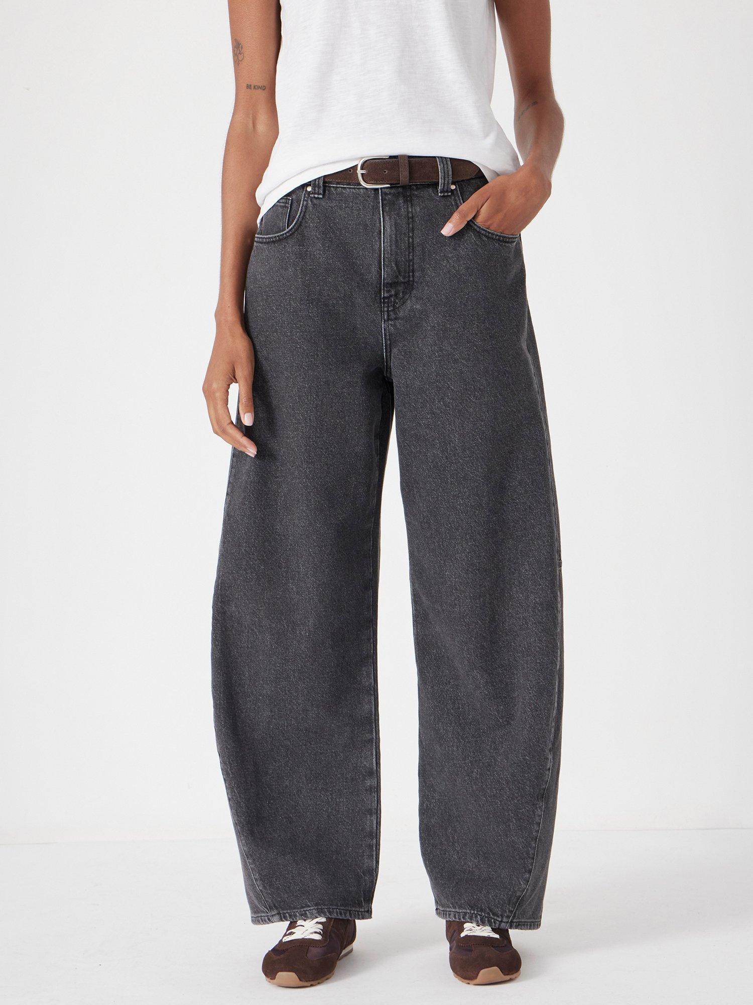 Product image 3 of 7, which shows HUSH Bree Horseshoe Barrel Leg Jeans, Washed Black, 4R