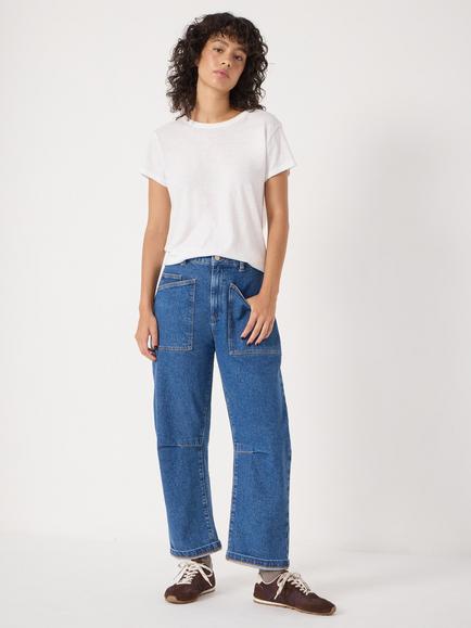 HUSH Cordi Barrel Leg Jeans, Mid Blue