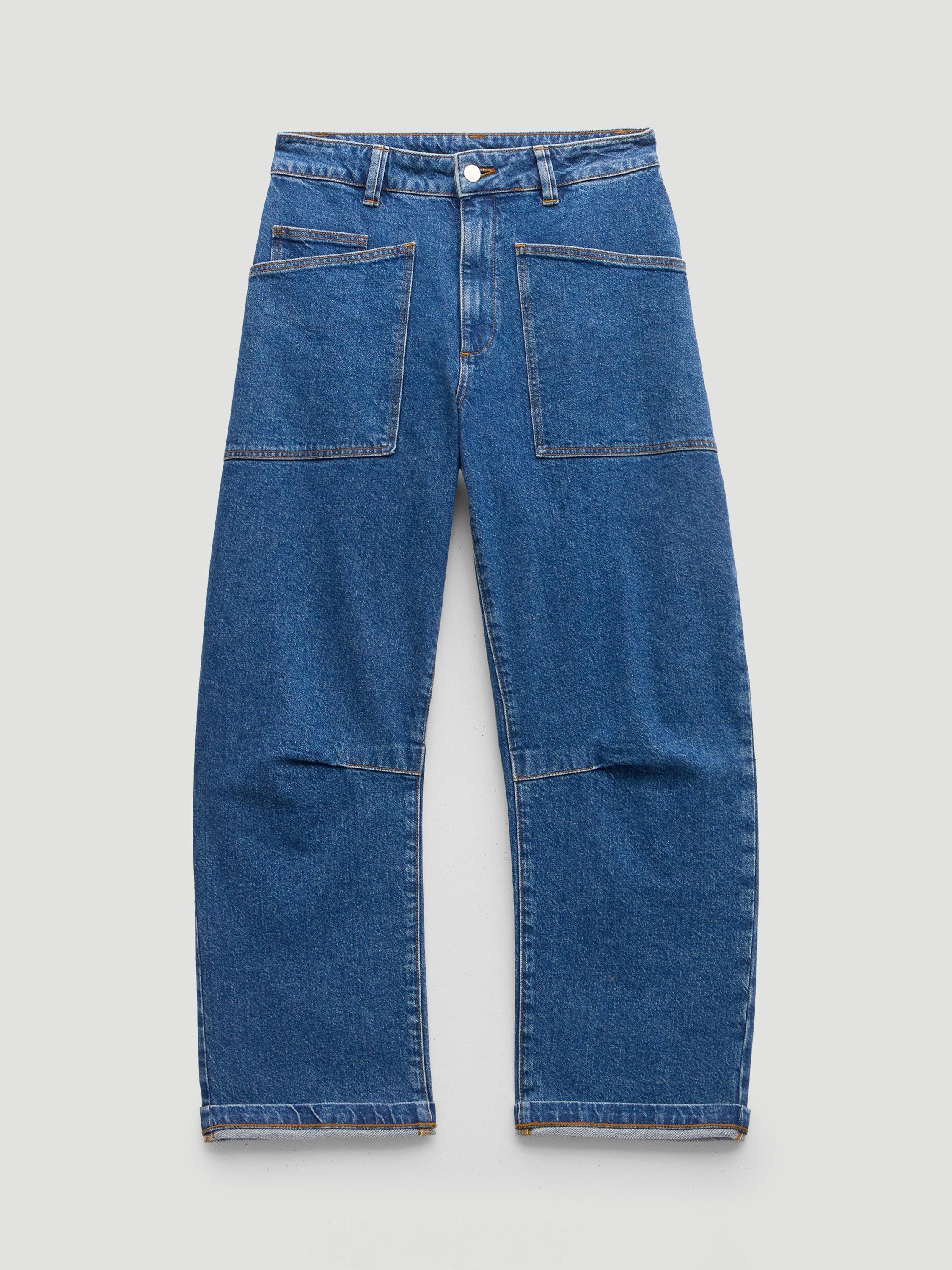 Product image 3 of 7, which shows HUSH Cordi Barrel Leg Jeans, Mid Blue, 6S