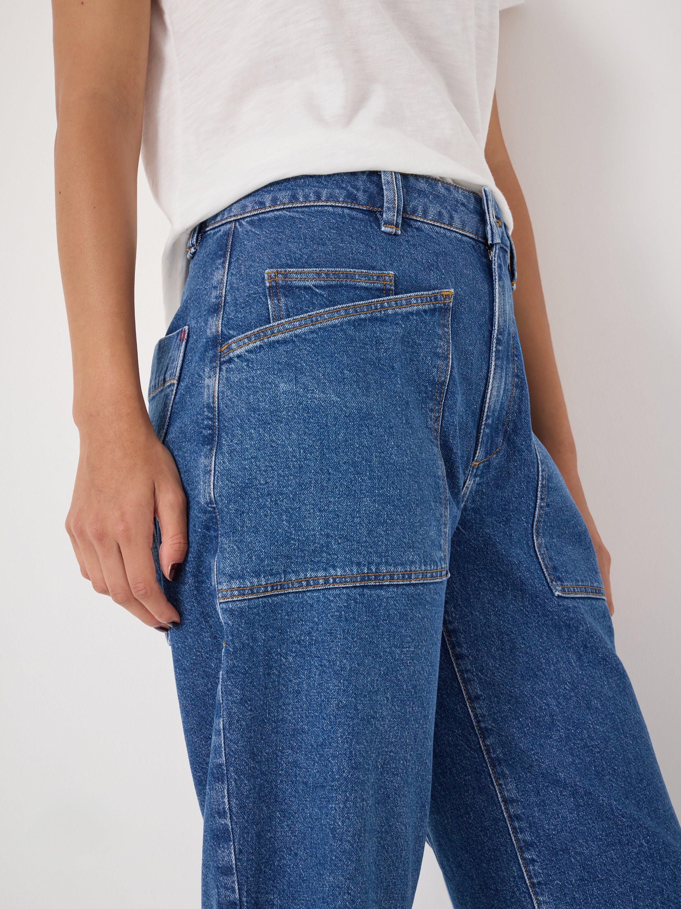 Product image 5 of 7, which shows HUSH Cordi Barrel Leg Jeans, Mid Blue, 6S