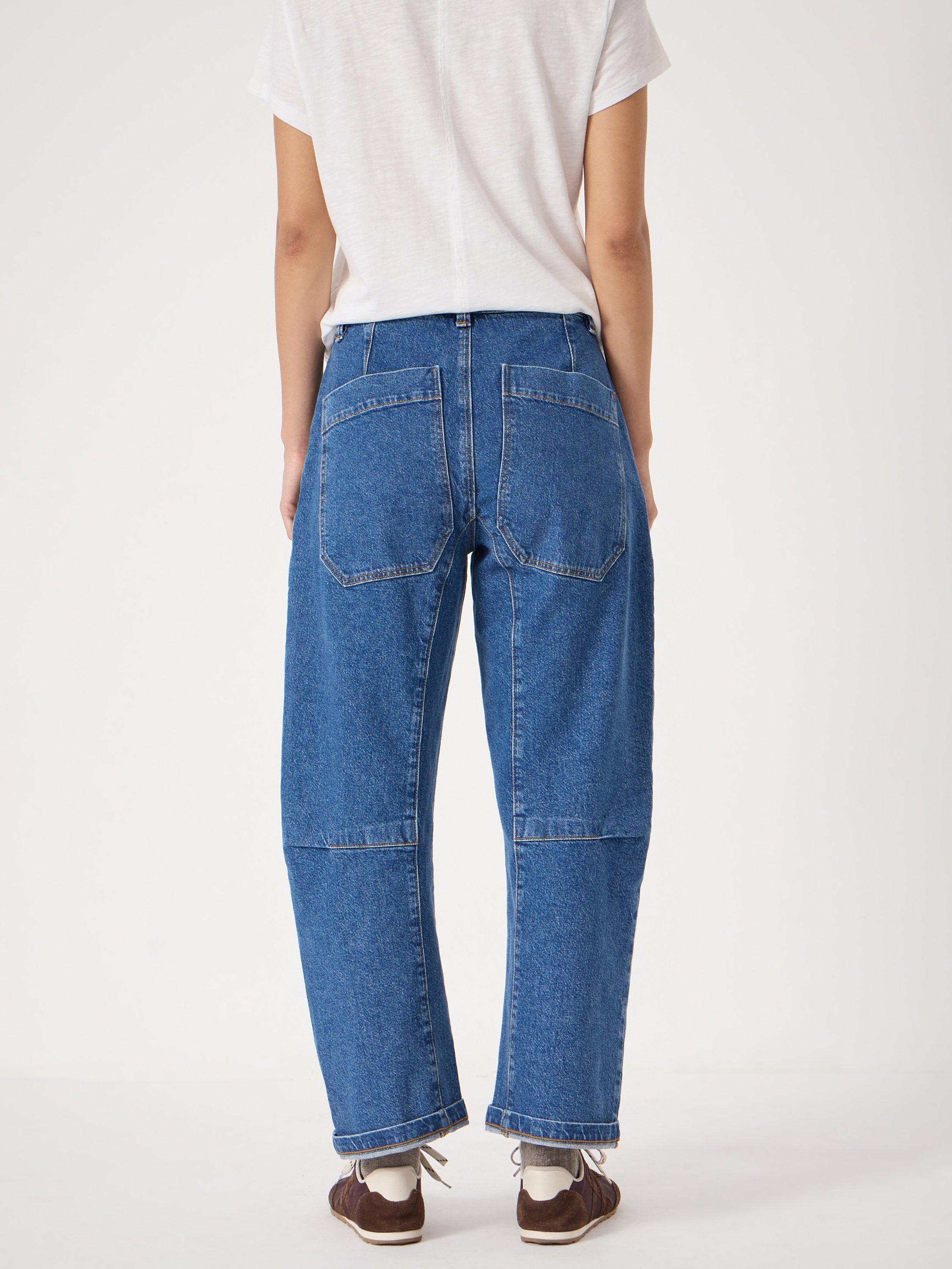Product image 6 of 7, which shows HUSH Cordi Barrel Leg Jeans, Mid Blue, 6S