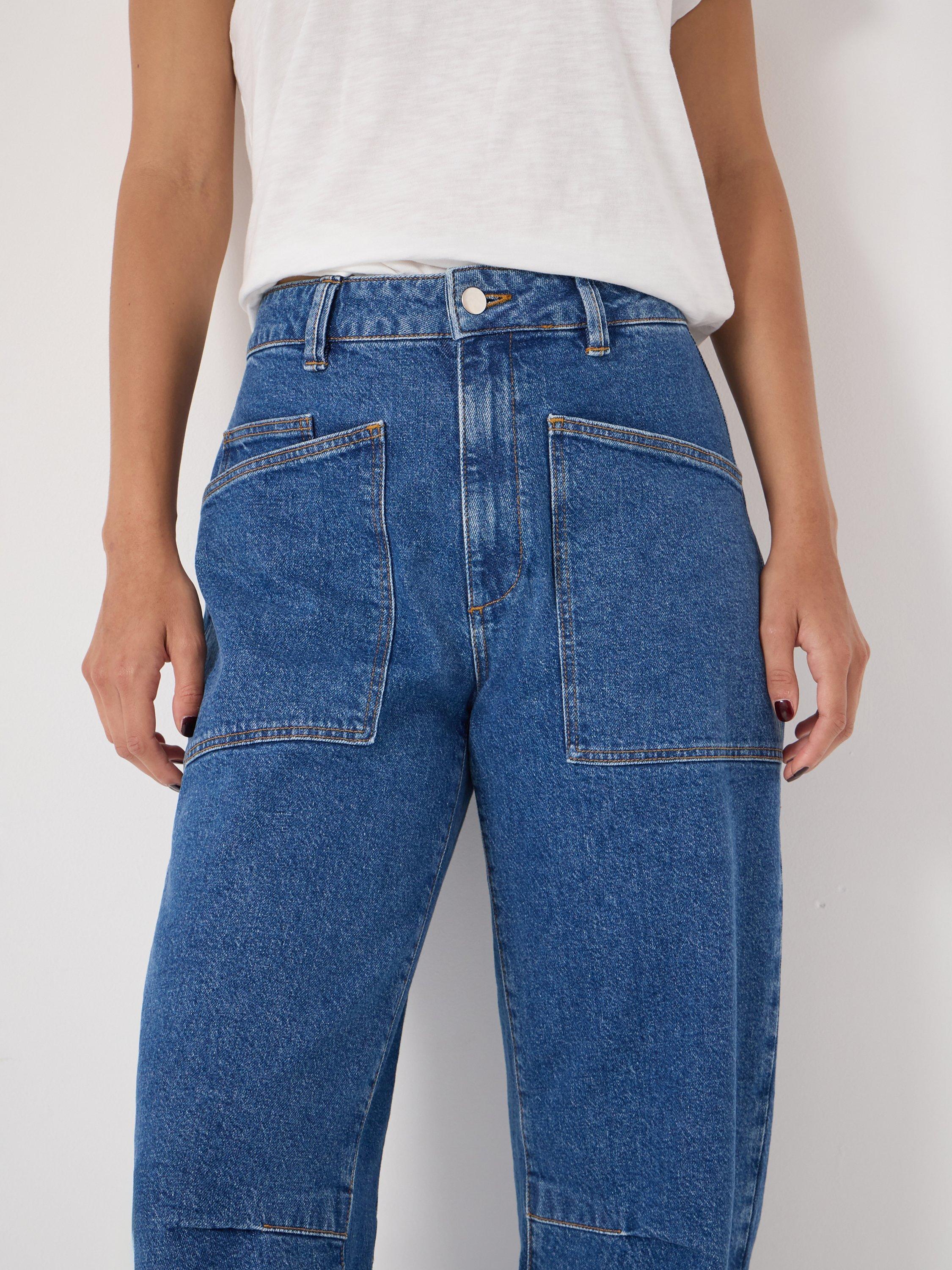 Product image 7 of 7, which shows HUSH Cordi Barrel Leg Jeans, Mid Blue, 6S