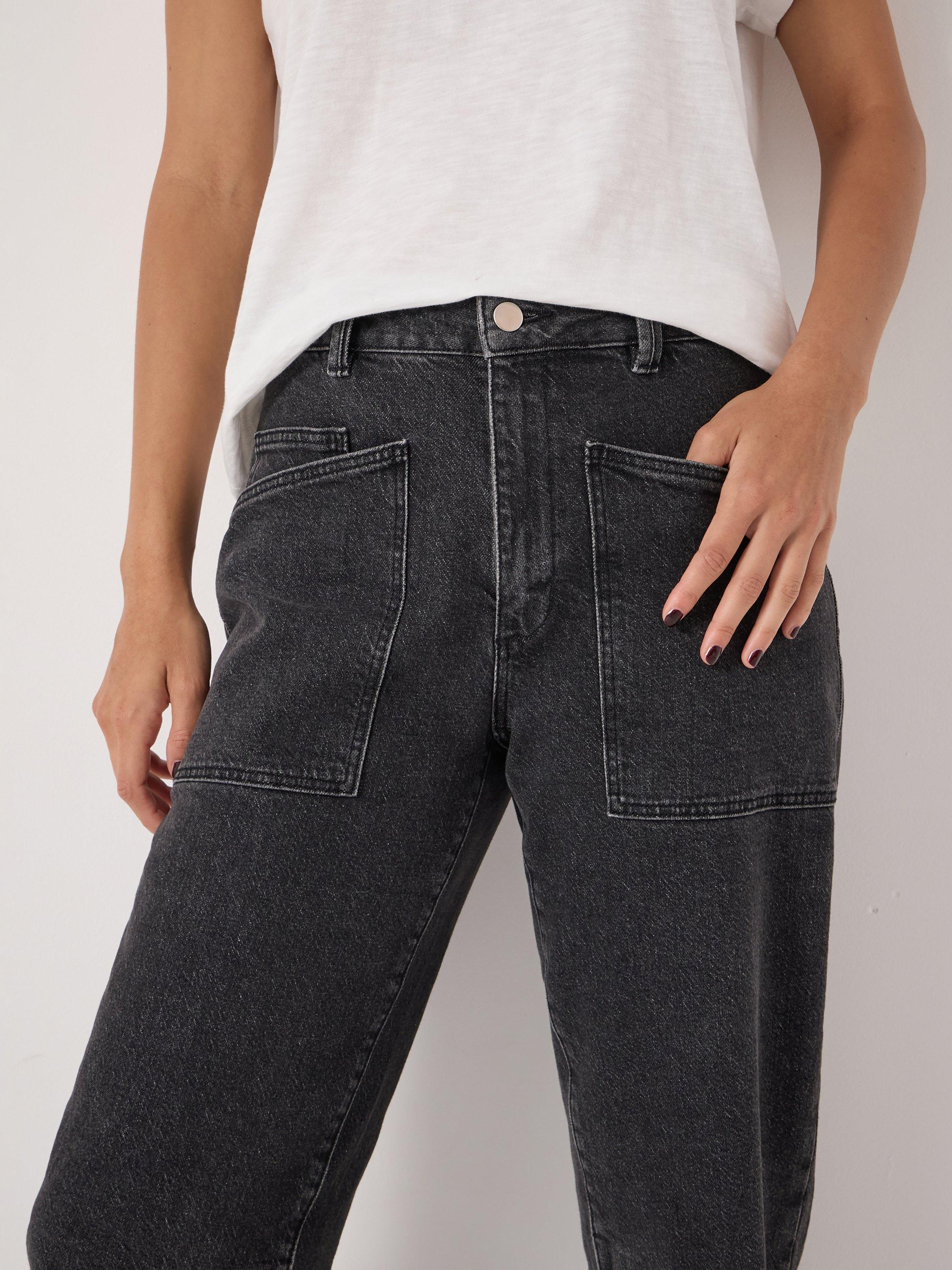 Product image 5 of 8, which shows HUSH Cordi Barrel Leg Jeans, Washed Black, 6S