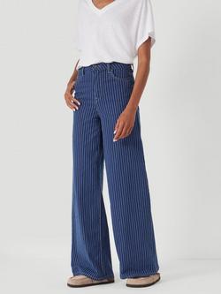 HUSH Nessa Striped Wide Leg Jeans, Blue, Blue