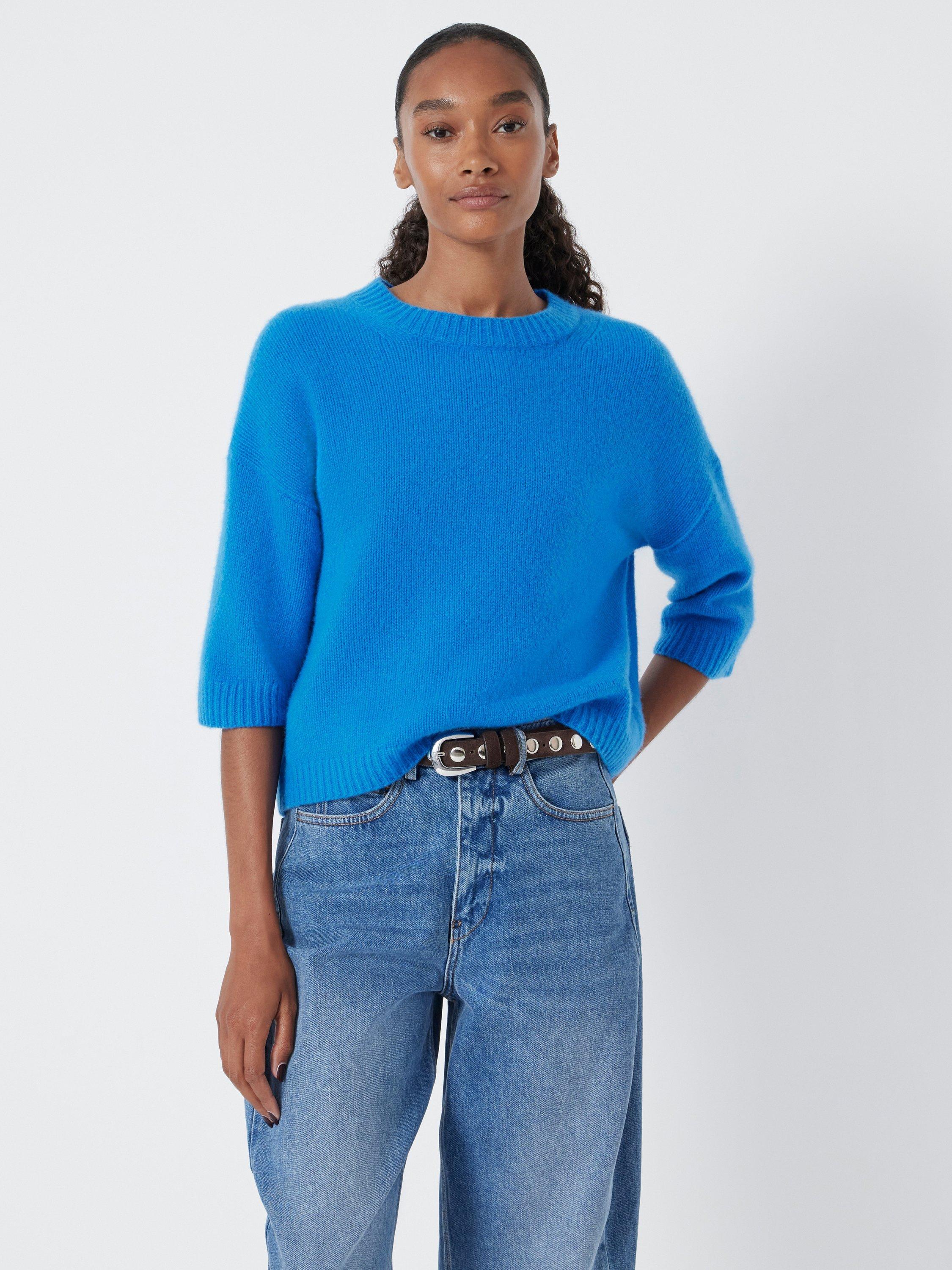 Product image 2 of 4, which shows HUSH Chunky Pure Cashmere Tee, Bright Blue, L-XL