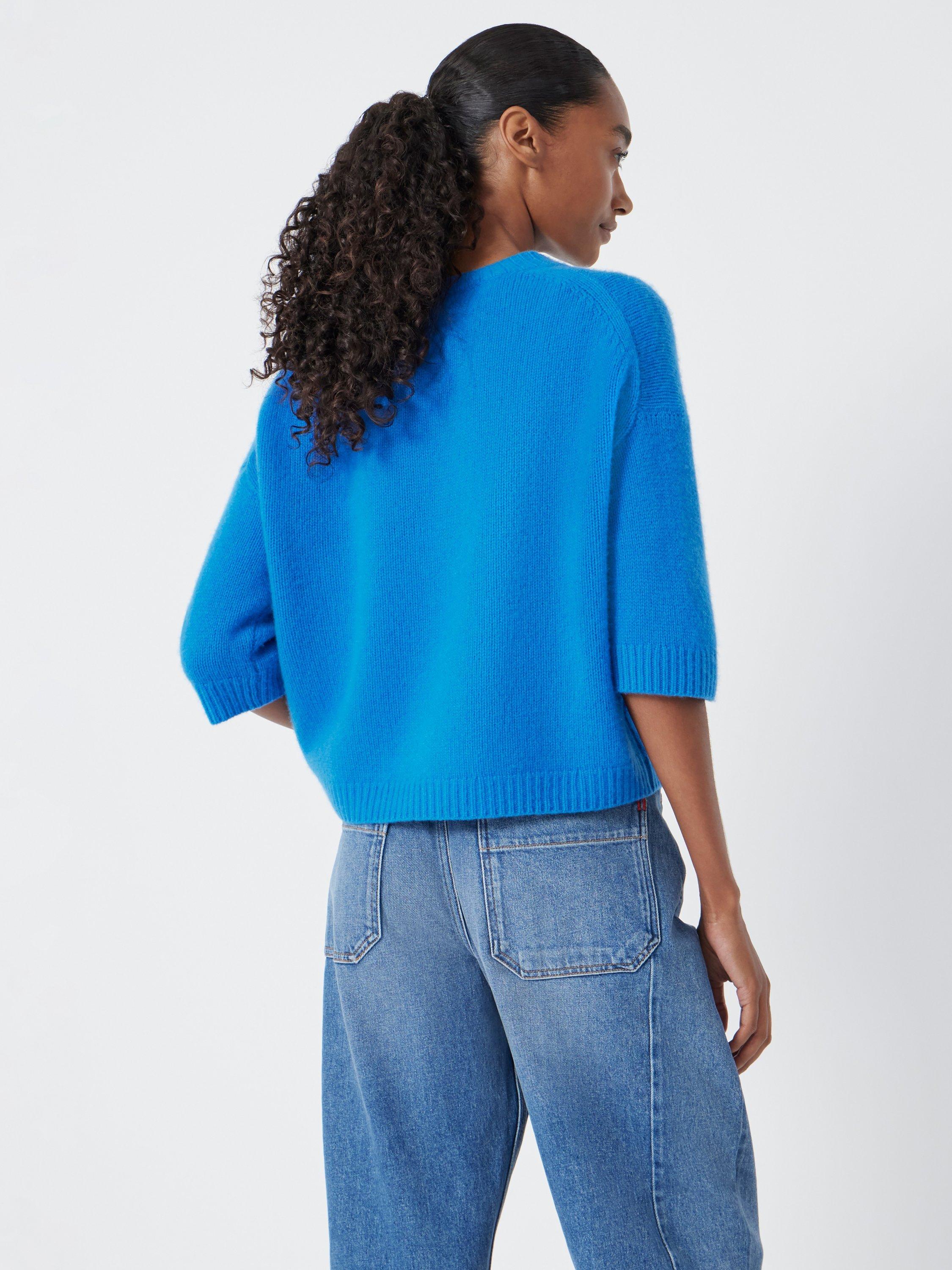 Product image 3 of 4, which shows HUSH Chunky Pure Cashmere Tee, Bright Blue, L-XL