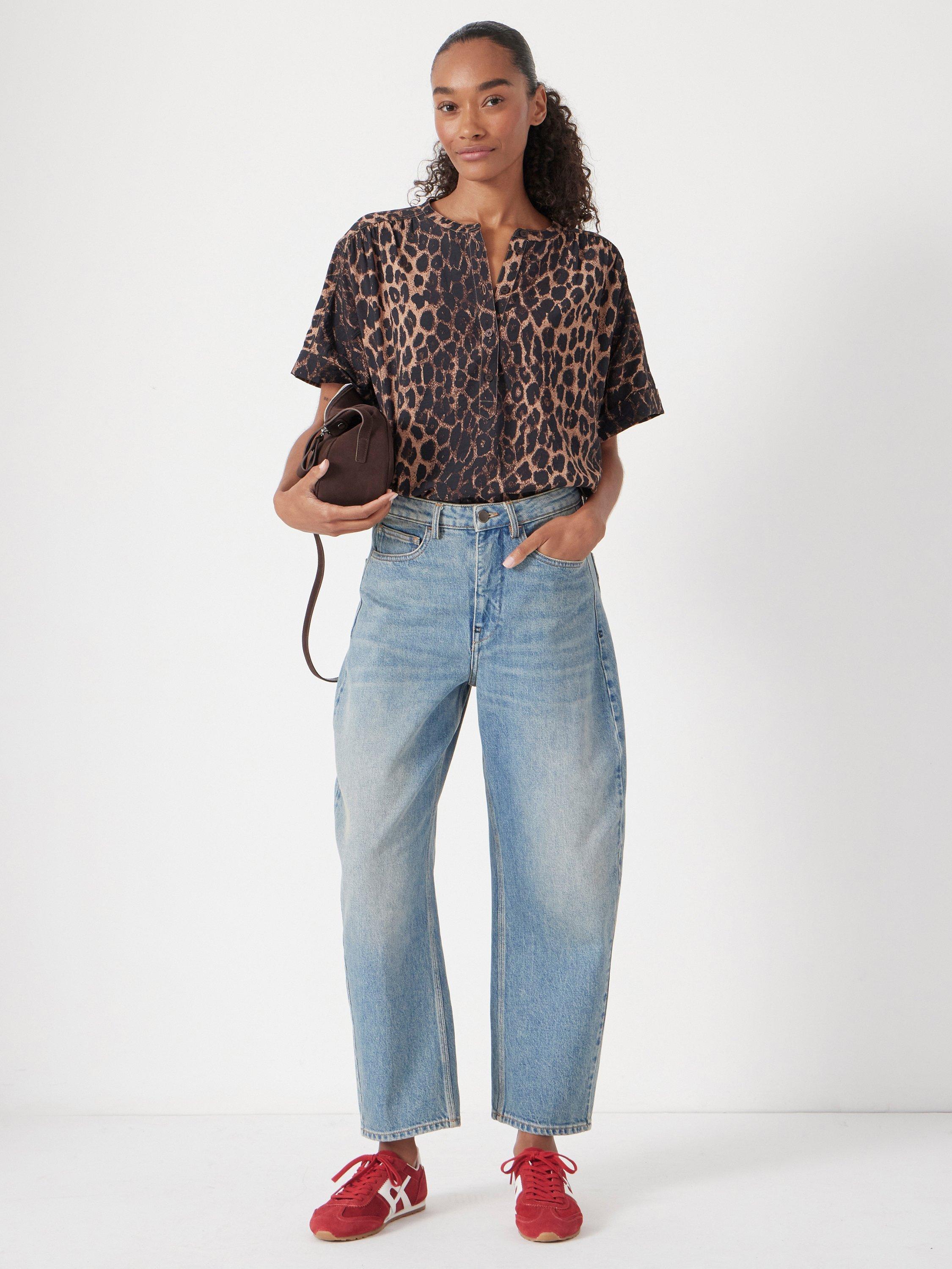 Product image 3 of 6, which shows HUSH Debbie Air Flow Blouse containing LENZING™ ECOVERO™ Viscose, Soft Leopard, XXS