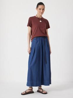 HUSH Pleated Denim Skirt - view 2, Blue
