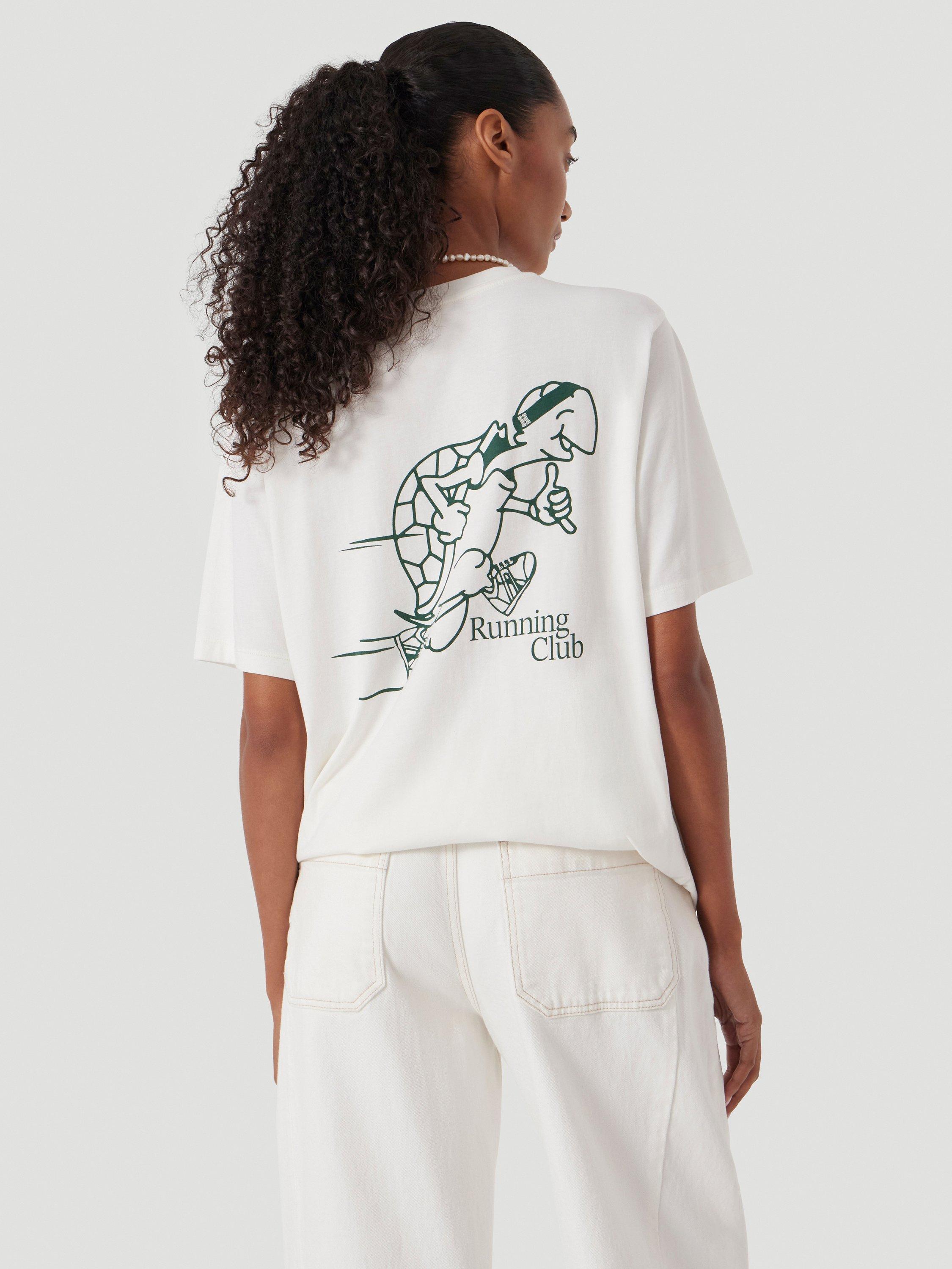 Product image 2 of 5, which shows HUSH Cotton Slow Joe's Running Club Graphic T-Shirt, Off White, L