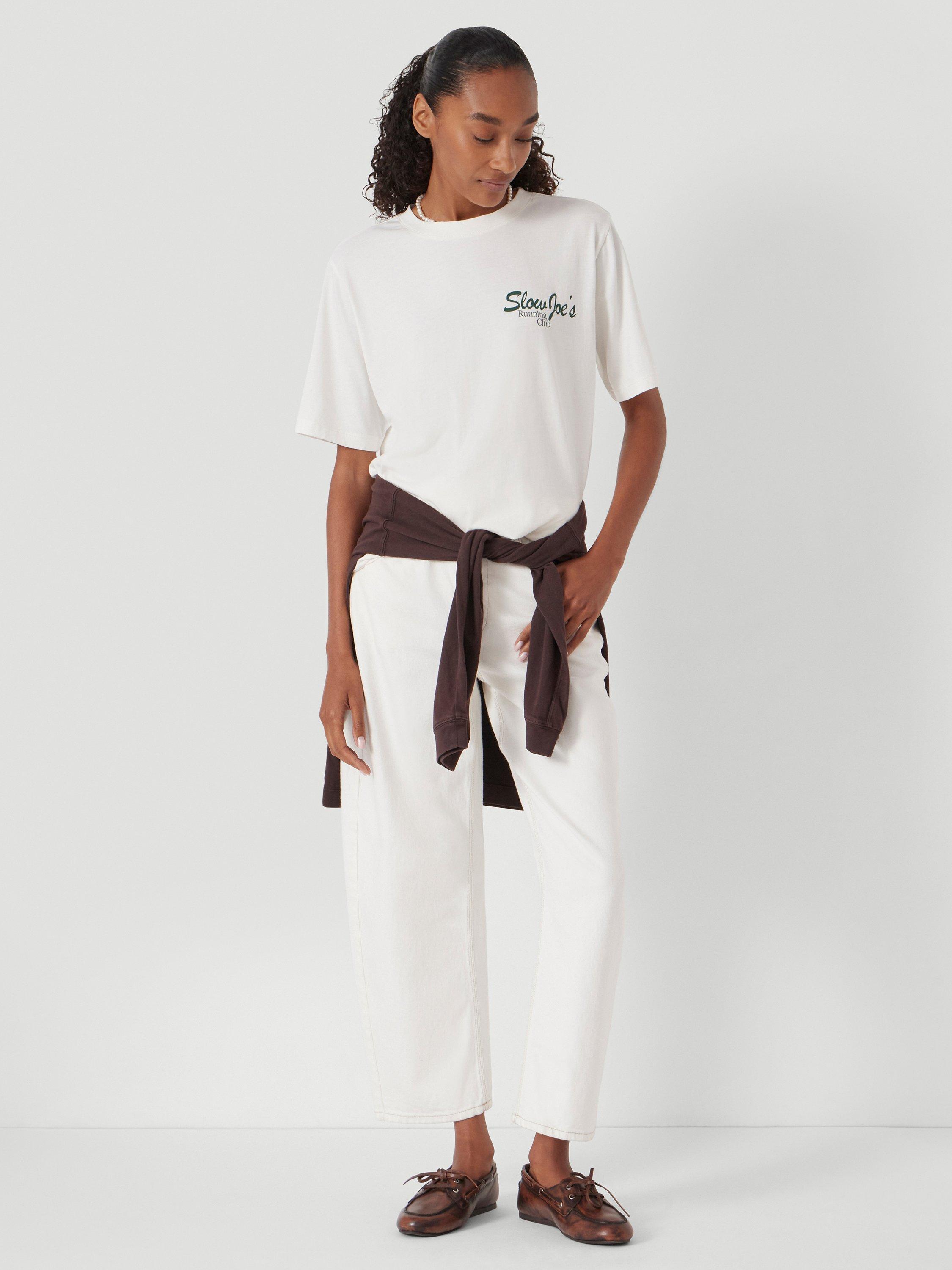 Product image 3 of 5, which shows HUSH Cotton Slow Joe's Running Club Graphic T-Shirt, Off White, L
