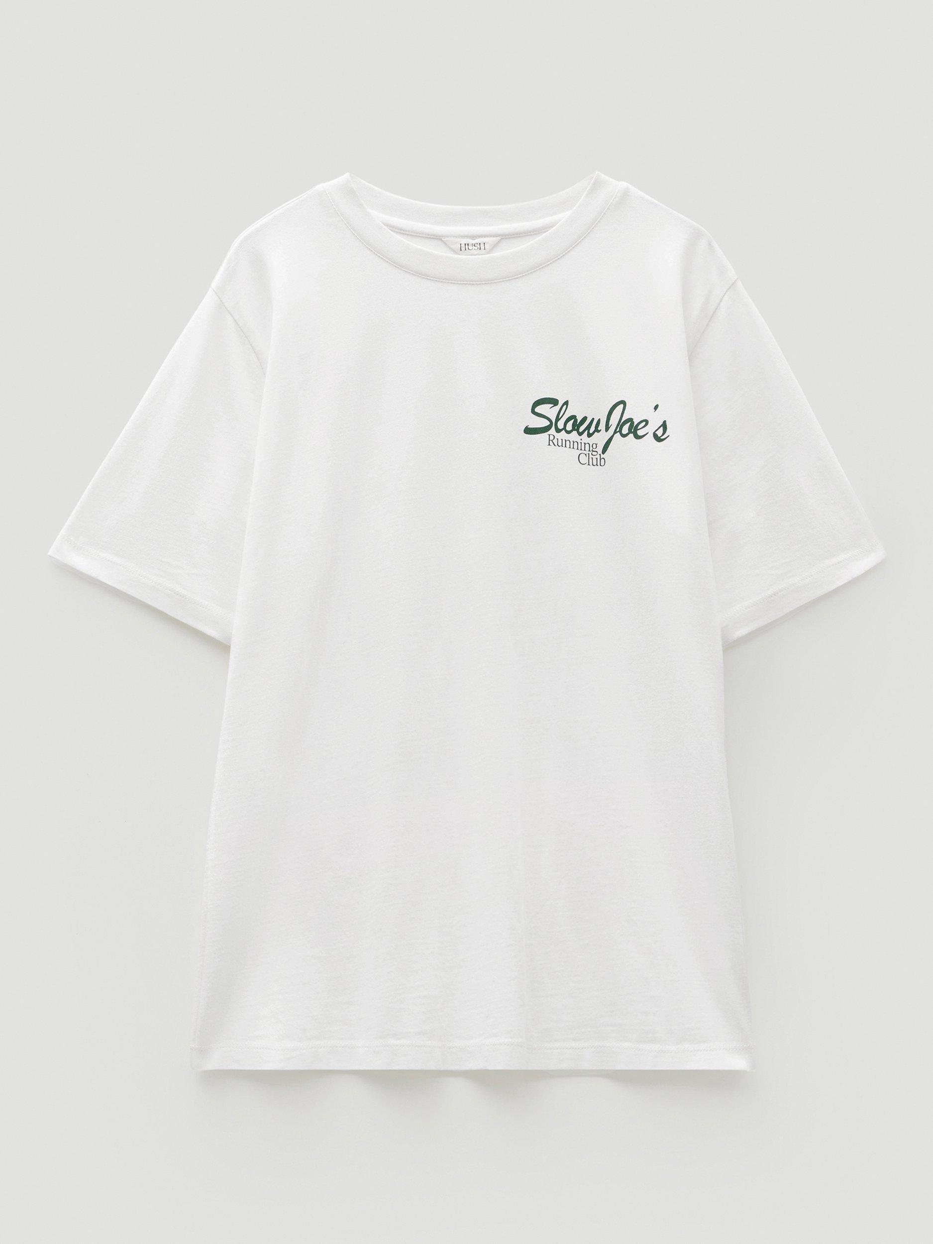 Product image 4 of 5, which shows HUSH Cotton Slow Joe's Running Club Graphic T-Shirt, Off White, L
